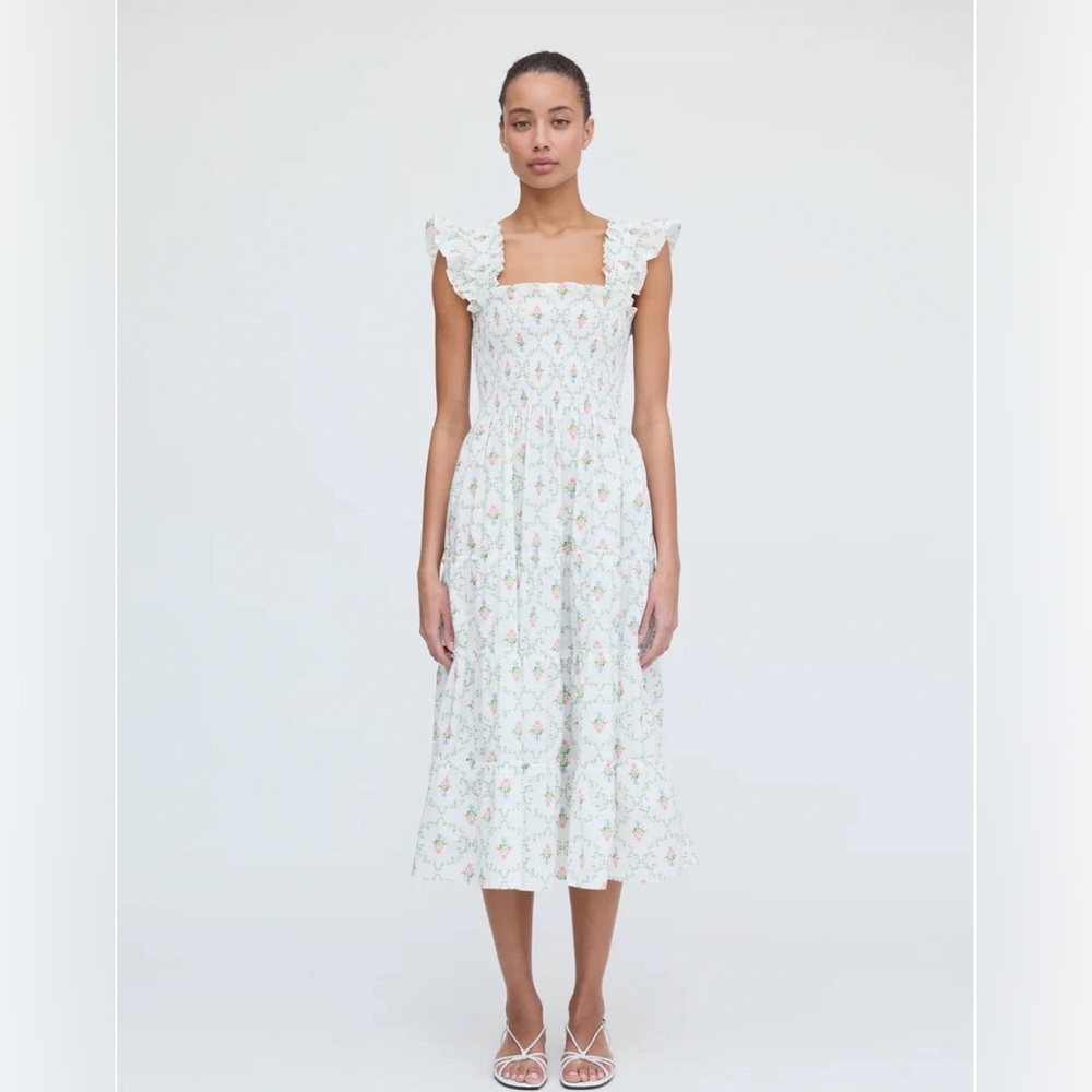 Hill House Ellie Nap Dress in Pastel Trellis Size S